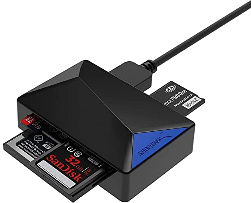 Lecteur de Carte Mémoire 4 Slots, SD/Micro SD, CF, à USB 3.2 Adaptateur pour Cartes MS, MMC, TF, SDXC, SDHC,Micro SDHC, Micro SDXC, UHS-I, Transfert Rapide, Accès Simultané à 4 Cartes (CR-BMC3)