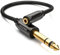 deleyCON 0,2m Cable Adaptador de Audio Estéreo - 6,3mm a 3,5mm - Conector y Cable de Vídeo - Negro