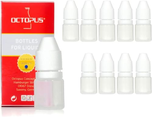 Octopus 10 Tropfflaschen 3 ml aus LDPE, G13, Plastikflaschen mit Tropfverschluss, weiß