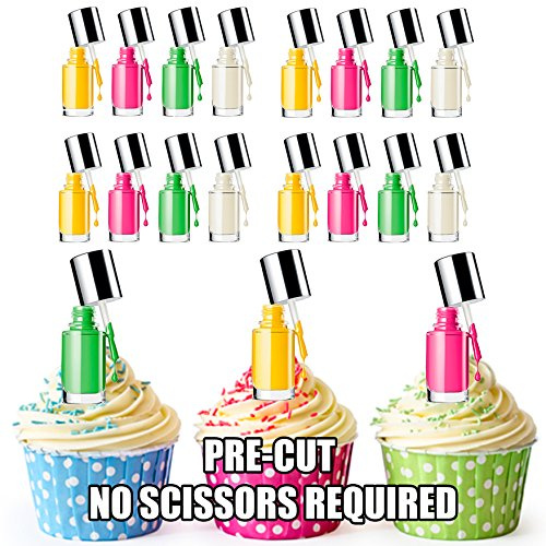 AK Giftshop PRE-CUT Set Of Nail Varnish/Polish - Edible Cupcake Toppers/Cake Decorations (Pack of 12)