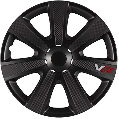 All4You 2X Ersatzadkappe Radzierblende VR Schwarz/Carbon-Look 15 Zoll Radkappe 2 Stück