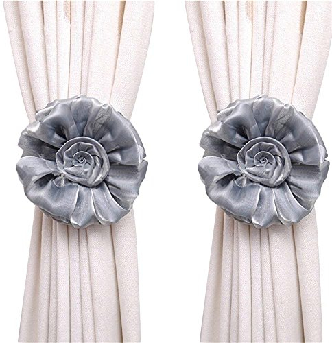 Graue große Raffhalter für Vorhang und Vorhänge, Weihnachtsdekoration, 1 Paar Vorhangseil, dekorative Ketten-Raffhalter für Hochzeit, Geburtstag, Party, Dekoration (grau)