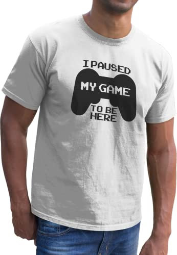 SmartyPants I Paused My Game to Be Here Controller T-Shirt - Gaming Video Games PC (White Prime, 9-11 Years)