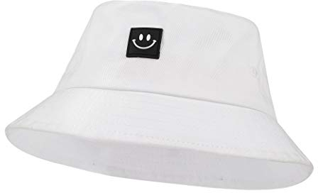 ISIYINER Fischerhut Baumwolle Bucket Hat Strandhut Freizeithut Schlapphut Outdoor-Hut für Wandern Camping Strand 56-58 cm Weiß