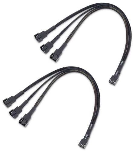 Cable Matters 2 Pack 4 Pin PWM Splitter Cable 30cm, 3 Computer Fan Splitter Cable, PC Fan Splitter Cable, 3 Fan Splitter Cable