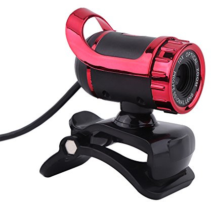 USB 2.0-Kamera, Clip-on Webcam, USB 2.0 12M Pixel, Webkamera HD 360 ° Drehständer Eingebautes Mikrofon für PC,Webcam mit Mikrofon(rot)