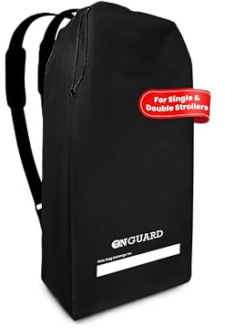ONGUARD Doppel-Kinderwagentasche für Flugzeug, Kinderwagen-Abdeckung, Torkaro, Kinderwagentasche, Reisezubehör, wasserdicht, reißfest, Polyester, kompakter Rucksack, Schwarz, Rucksack, Reisen