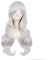 MapofBeauty 28 Zoll/70cm Seitenscheitel Pony Charmante Frauen Lange Lockige Volle Haar Gewellt Perücke (Silber)