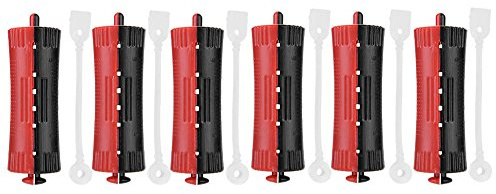 6Pcs Wave Heat Perm Rod Hair Rollers Set, Hair Clip Curlers with Rubber Band, Thickened Anti Skid Concave for Even Perming, Hairdressing Tool for Various Curly Hair Styles