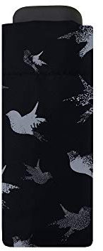 SMATI Mini Kompakt-Faltschirm - Taschengröße 18cm, windstabil, 200g ultraleicht, manuell, Reise-Regenschirm, Damen-Regenschirm, VOGEL-Motiv