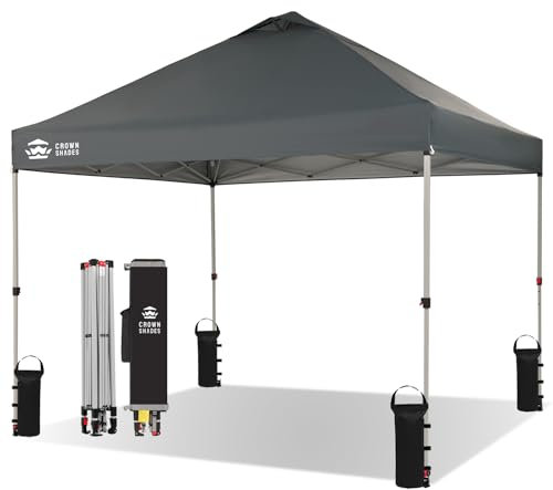 Pop Up Gazebo 3m x 3m, Center Lock One Push Instant Pop Up Outdoor Canopy Tent, Heavy Duty Gazebo with Carry Bag, Bonus 8 Stakes and 4 Ropes, Grid Grey