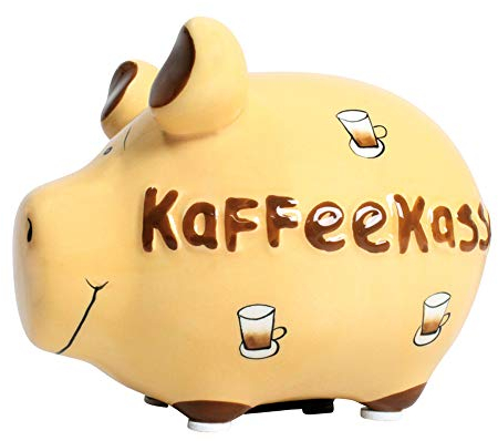 Premium Weddings Sparschwein Kaffeekasse ca. 12,5 x 9 cm handgefertigt aus Keramik - Sparbüchse Spardose lustiges Sparschwein