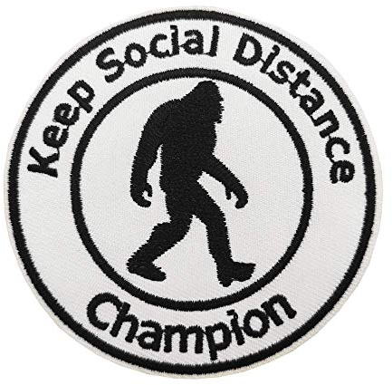 Bigfoot Aufnäher zum Aufbügeln, Motiv: Keep Social Distance Distancing Champion, zum Aufbügeln
