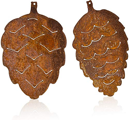 B2S BACK2SEASON Metall Zapfen zum aufhängen Edelrost Herbstdeko Rosthänger Baumhänger Made in Europa Höhe=20 cm 2er Set