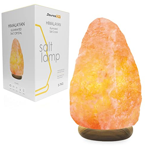 SourceDIY 5-7 Kg Salt Lamp- Pink Crystal Light Home Decor Accessory with Dimmer Control and British Style Electric Plug Fine Quality Relaxation Gifts for Men & Women