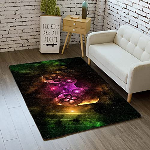 3D Modern Gamer Graffiti Game Console Pattern Kids Boys Carpet Bedroom Decorative Nursery Living Room Mats Crawling Mat Flannel Rugs Orange Gray Black Washable Non-slip (Multi E,100x150 cm)