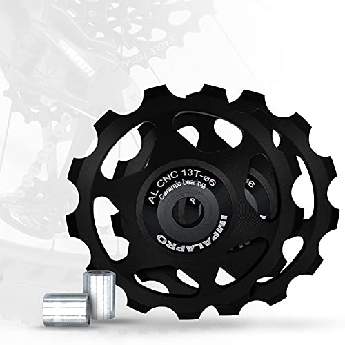 IMPALAPRO Bike Set 2 Roldanas Ceramicas 13T Desviador Trasero Bicicleta - Rueda Jockey Cambio Trasero - Roldanas 13T - Polea Bicicleta - Jockey Wheel - Rodamiento Cerámica - Roldanas MTB (Negro)