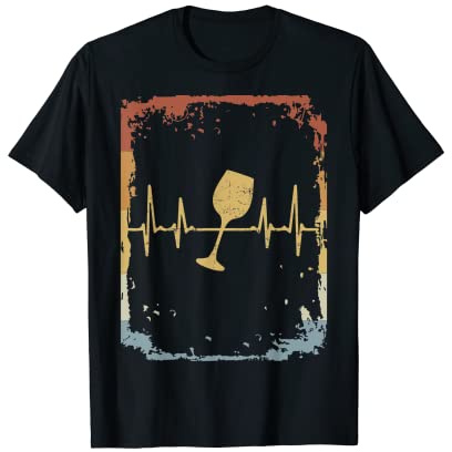 Weinglas mit Herzschlag, Weinglas, EKG T-Shirt