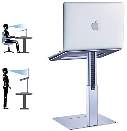 Supporto per laptop DJ regolabile in altezza, supporto rialzato per laptop, per scrivania, in piedi e seduto, supporto rialzato per laptop, alto, forte e flusso d'aria anche per 17 pollici