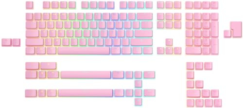 Glorious Gaming 145x Aura Keycaps V2 - PBT Pudding Keycaps, RGB Friendly with Transparent Fonts & Sides, PBT Material for Greater Durability & Deep Acoustics, Fits MX-Style Stems, US/UK Layout - Pink