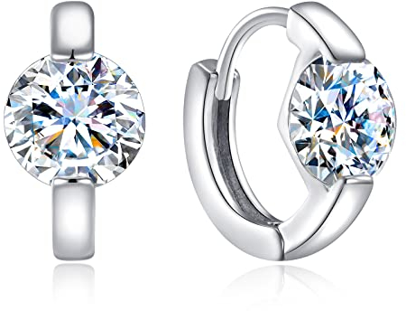 LANE WOODS Moissanite Hypoallergene Sterling Silber Kleine Creolen für Mädchen und Frauen, B-12mm-6mm Moissanit