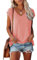 FANGJIN Damen Solid Kurzarm T Shirt Casual Pullover Oberteile Sommer T-Shirts Elegant Rosa Mittel M