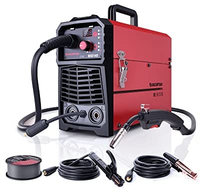 ARCCAPTAIN MIG MAG Schutzgas Schweißgerät IGBT 140A AC230V, 5 in 1 Kombi Schweißgerät mit Fülldraht (FCAW) /MMA E-Hand/Lift TIG mit Synergischem Drahtvorschub, mit 1kg Fülldraht 0,8mm