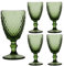 Set of 4 Wine Glasses Green Diamond Embossed Dishwasher Safe 270ml Wine Glass Goblets