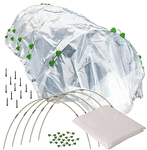 TTL Garden Flex L 20 - Juego de túneles con lámina de polietileno de 6 x 2,5 m, 6 arcos de fibra de vidrio y lámina de cultivo de polietileno de 6 x 2,5 m de ancho, arco redondo para cubrir bancal