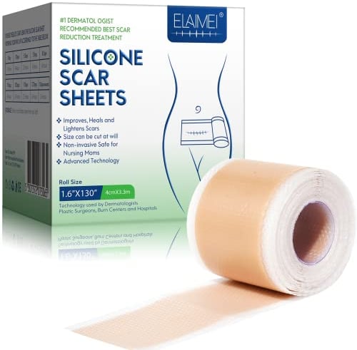 Feuilles de cicatrice en silicone (1,6x130-3,3M), bandes de ruban adhésif en silicone de qualité médicale pour incisions chirurgicales, césarienne, chéloïde, acné