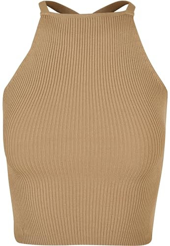 Urban Classics Damen Top Ladies Rib Knit Crossed Back Top unionbeige L