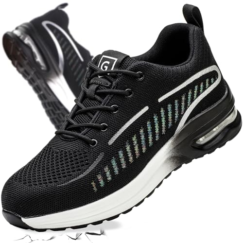 YEKOYIOO Arbeitsschuhe Herren Leicht Sicherheitsschuhe mit Stahlkappe Arbeitsschutzschuhe Stahlkappenschuhe rutschfest Atmungsaktiv Safety Shoes Tarnfarbe Grau 40 EU