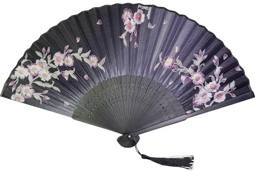 GFM® Bamboo Silk Handheld Folding Japanese Chinese Hand Fan Fan for Summer, Wedding, Party Favour (FLSLK-MR-E) (FLSLK-MR-16)