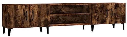 vidaXL Meuble TV, Armoire de Télévision avec 4 Compartiments et 4 Portes, Meuble Télé Salon Salle de Séjour, Moderne, Chêne Fumé Bois d'Ingénierie