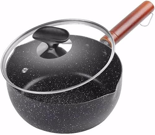 18/20/22 CM Marmites à Soupe Maifan Batterie de Cuisine en Pierre avec Manche en Bois Pot à Lait Poêle à Frire Universelle Résistant à la Chaleur Casseroles et Casseroles de Cuisine (Taille : 18cm pan