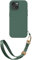ZhinkArts - Handschlaufe mit Handyhülle kompatibel mit iPhone 13 - Handykette zum Umhängen - Band/Schnur abnehmbar - Silikon - Grün