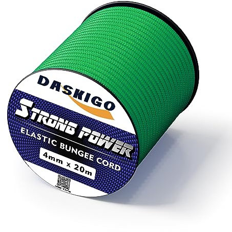 Cuerda elástica de choque, 4 mm x 20 m, color verde neón