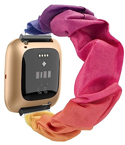 ZUREGO Scrunchie Elastisches Armband für Fitbit Versa/Versa Lite/Versa 2 Armband, Scrunchie Armband Elastic Watch Band Damen Mädchen bedrucktes Stoffarmband Kompatibel mit Fitbit Versa/Versa 2 (F)
