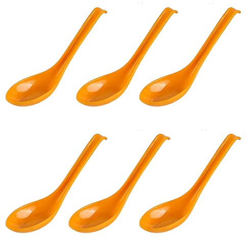 6 Pieces Soup Spoons Rice Spoons Asian Ramen Original Plain Style Spoon Soup Suitable for Restaurants Family Hotels