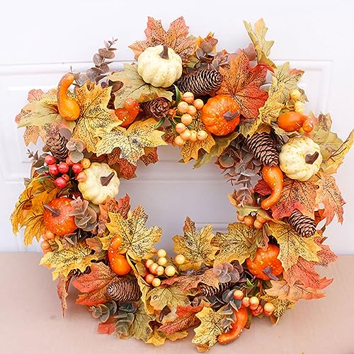 Couronne d'automne, couronne d'Halloween, citrouille, porte , porte d'automne, couronnes d'automne pour porte d'entrée, Noël, décorations
