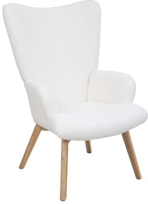 SVITA Olav Sessel Ohrensessel Loungesessel Relaxsessel mit Armlehne mit hohem Rücken modern bequem robust Wohnzimmer Schlafzimmer Esszimmer Weiß