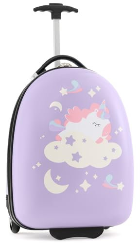 RELAX4LIFE Valigietta per Bambini 16, con Ruote, Bagaglio a Mano da Viaggio, per Ragazze e Ragazzi (VIOLA)