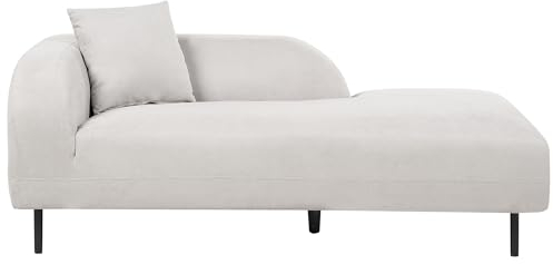 Beliani Chaiselongue Leinen grau linksseitig mit Kissen Retro Stil Metallgestell Le Crau