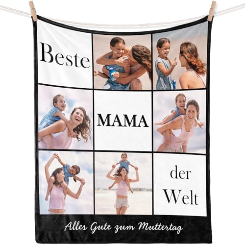 iDIY Geschenk für Mama personalisierte Decke - Decke mit Foto fotogeschenke personalisiert, Muttertagsgeschenk Personalisierte Geschenke zum Muttertag, Geburtstag- Beste Mama 30x40in