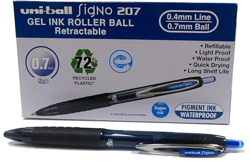 Uni-Ball Rollerball Signo UMN-207E Gel-Tinte, Blau, 0,7 mm, Box, 12 Stück