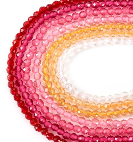 FASHEWELRY 1351 cuentas de cristal redondas facetadas rosas de 2 mm, cuentas de cristal transparente para el día de San Valentín, collares, pulseras, fabricación de joyas