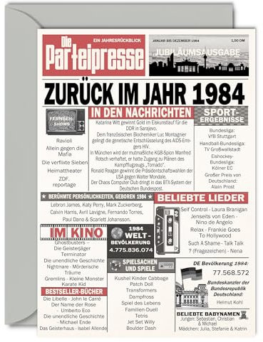 Stuff4 41. Geburtstagskarten für Männer Frauen - Zurück im Jahr 1984 Zeitung - 41 Alles Gute zum Geburtstag Jahrestag Hochzeitstag Karte Vintage Jahrgang Geboren 1984 A5 Glückwunschkarten