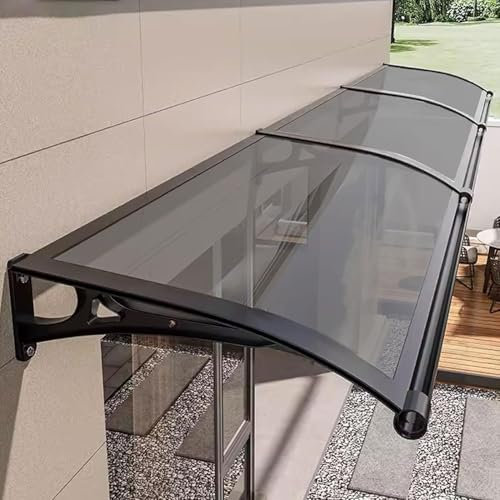 Terrace Awnings, Door and Window Awnings, Outdoor Door and Window Awnings, Gate Awnings, Rainproof and UV Protected Polycarbonate Awnings, Terrace Roof Rai(Size:60x110cm/24 x43,Color:Anthracite grey)