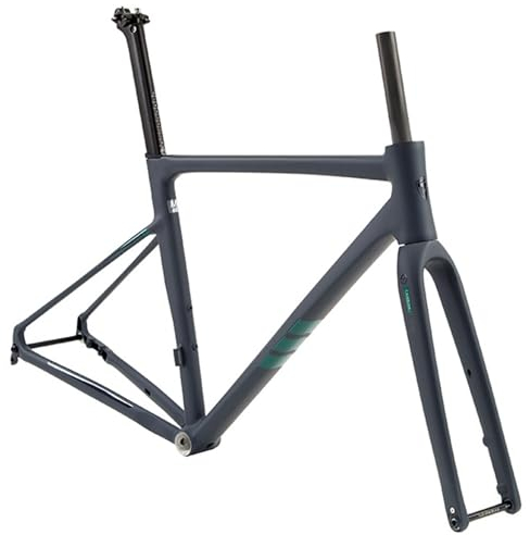 HWEVDHJ 700C Rennrad Rahmensatz 41/45/48/51/54cm Aluminiumlegierung Rahmensatz Mit Carbonfaser-Gabel Scheibenbremse Steckachsen Rahmen F12 × 100 Mm R12 × 142 Mm Interne Verlegung(Matte Grey,45cm)