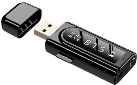 Angoily Récepteur Audio sans Fil LED pour Voiture 2 en 1 Prise Jack 3 5 Mm Lecteur De Carte Portée 10 M Noir